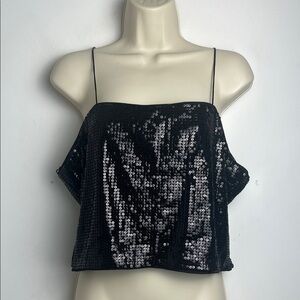 NEW Piombo Women's‎ Size Large Black Sequin Crop Top